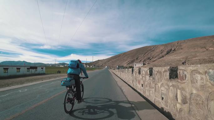 自行车骑行素材 公路风景 平路 西藏骑行