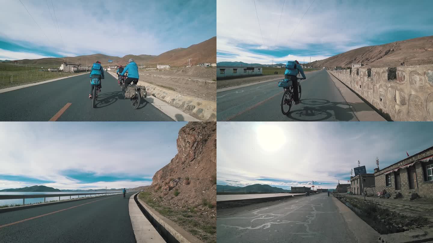 自行车骑行素材 公路风景 平路 西藏骑行