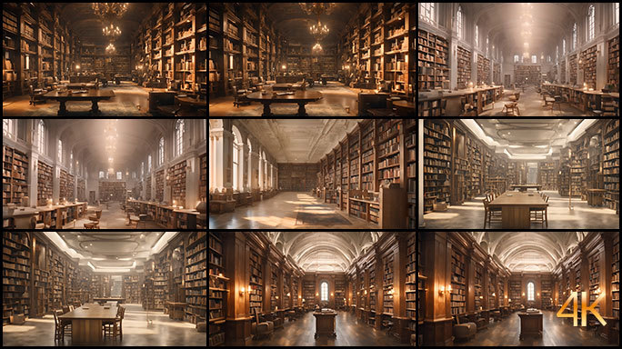 图书馆 欧洲古典风格 中世纪温暖的博物馆
