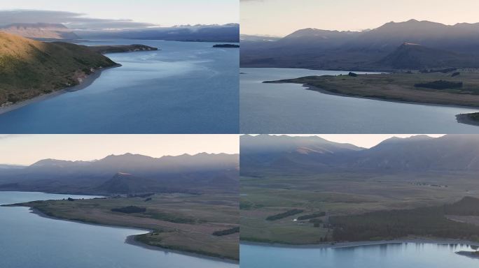 航拍新西兰特卡波湖日出风光