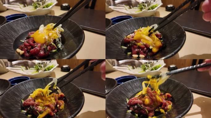 日本餐厅的生蛋和生马肉