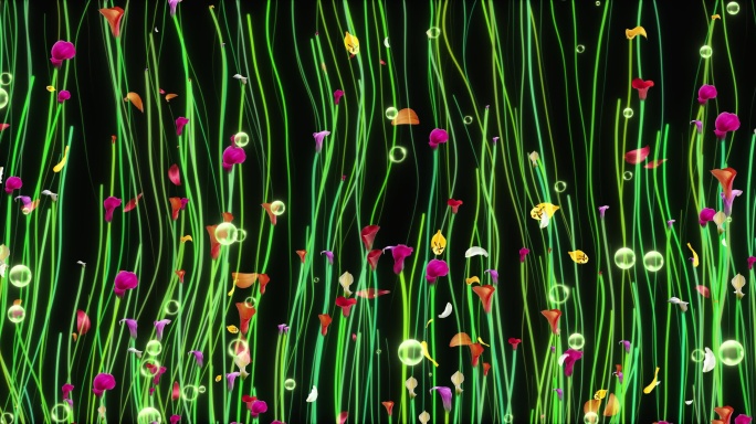 8k沉浸式粒子花草植物生长全息大屏幕投影