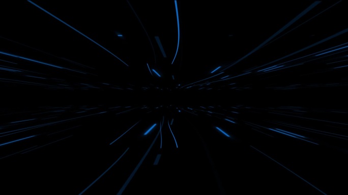高科技未来浮动线在黑暗的空间背景，皇家蓝色发光线移动在黑色的背景
