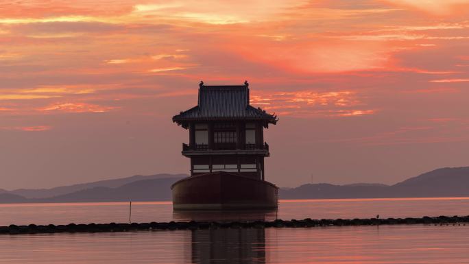 无锡蠡湖地标绝美晚霞亮河湾晚霞延时