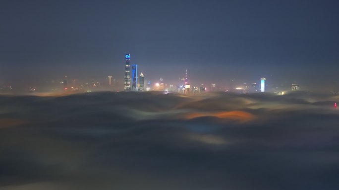 上海夜景 上海平流 上海如海 城市 云海