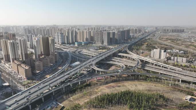 城市立交桥航拍空镜郑州中州大道