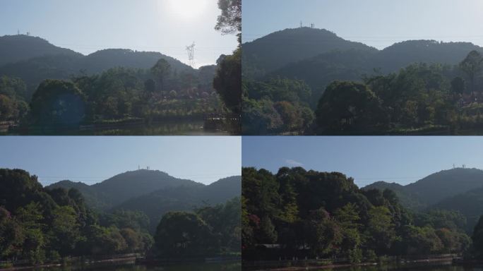 4K实拍，广州初冬帽峰山半山天湖远山倒影
