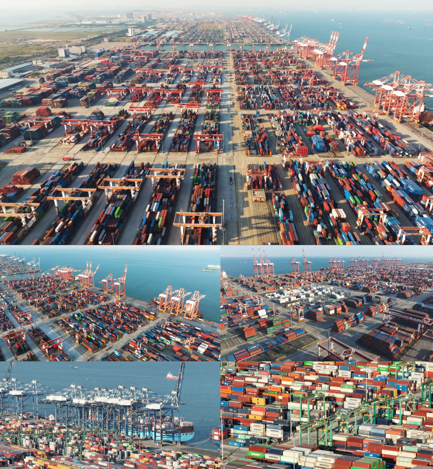 广州南沙港国际贸易物流集装箱航拍