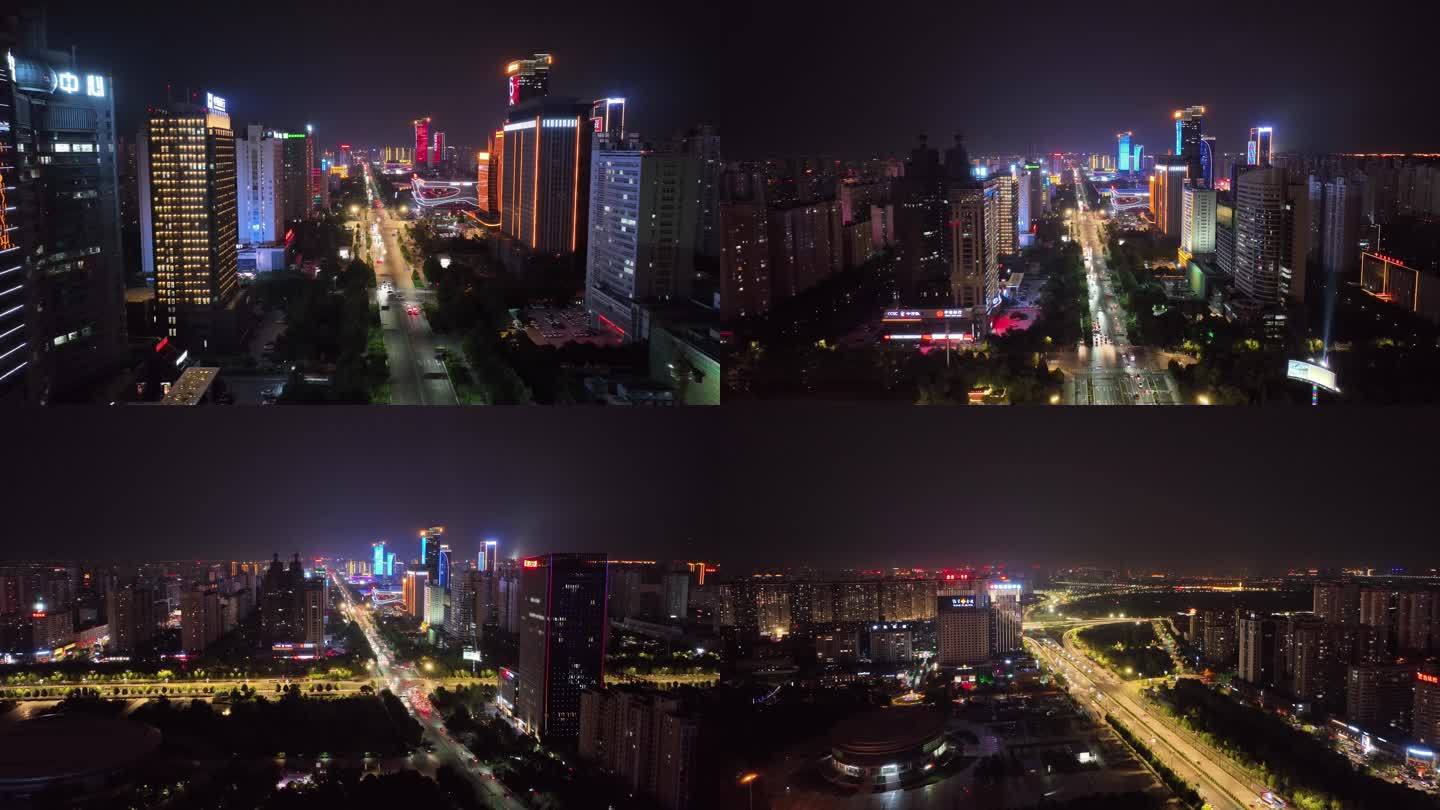 洛阳城市夜景城市发展延时商圈夜景航拍商业