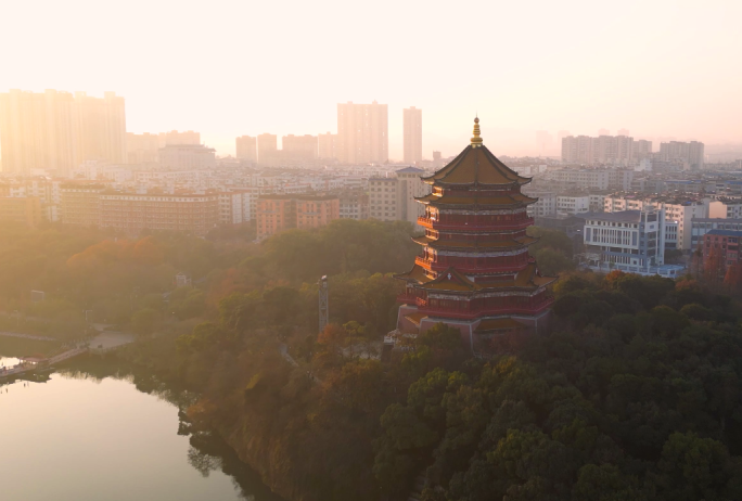 鹰潭北极阁 日出风光