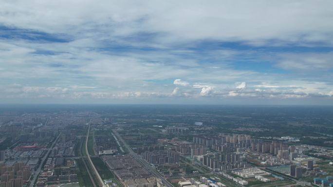 亳州市航拍夏季城区云朵延时