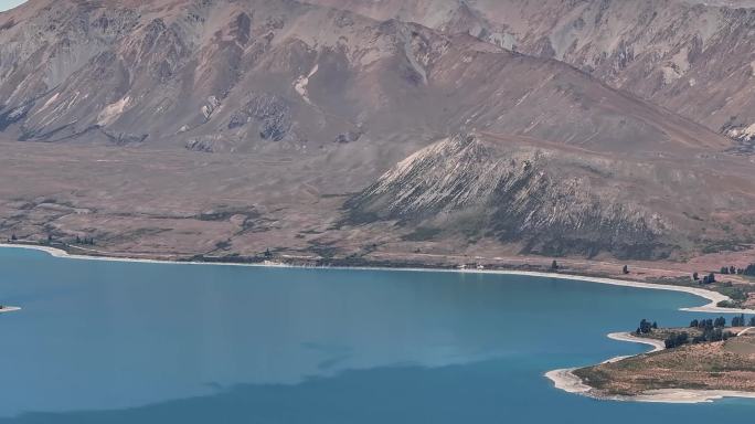 4K航拍新西兰亚历山大里纳湖美景