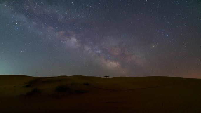 沙漠夜景银河星空延时