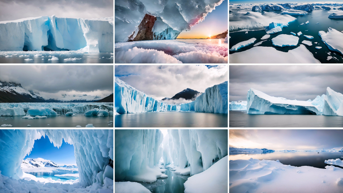 南极冰川冰天雪地冰融化
