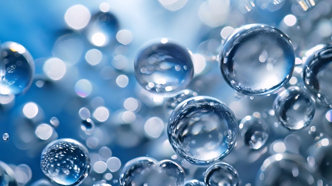 水分子水珠水面水泡微距