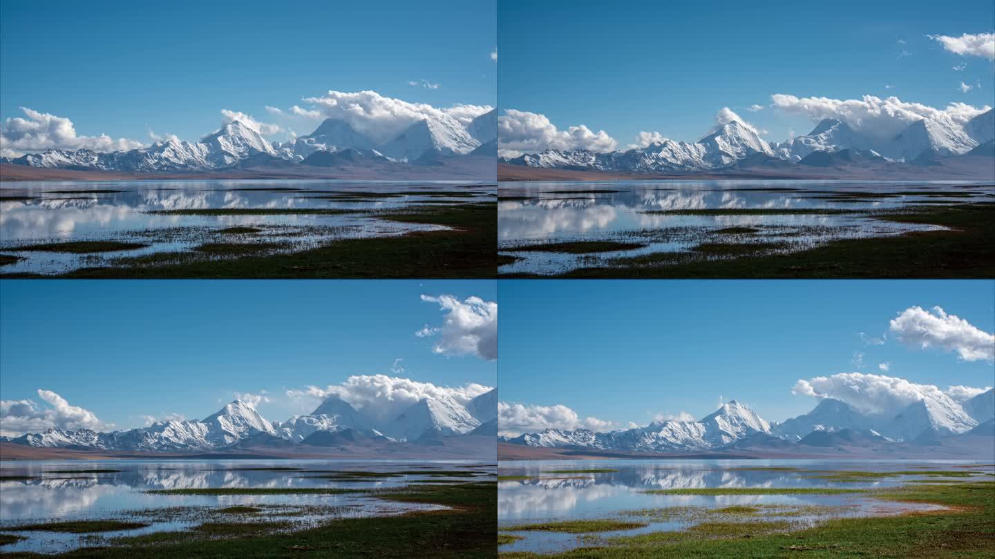 《4k延时》西藏多庆湖雪山倒影