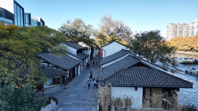 航拍杭州拱宸桥西历史文化街区