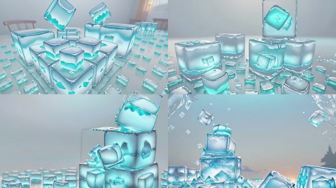 AI演绎蓝色冰块  广告创意 夏天 凉爽