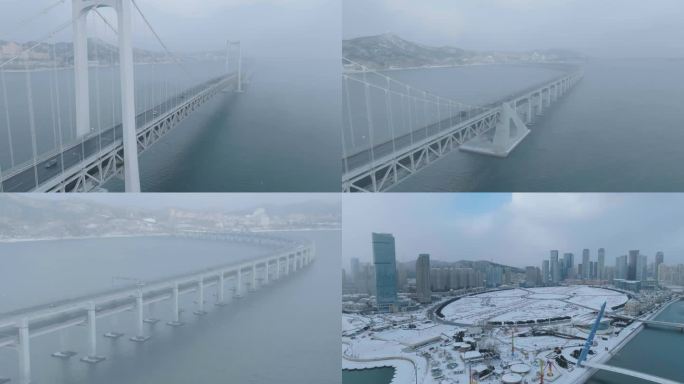 城市雪景 冬天 城市雪景航拍