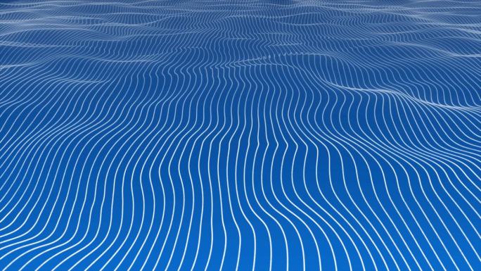 3D皇家蓝色慢运动在皇家蓝色背景上波浪垂直条形线