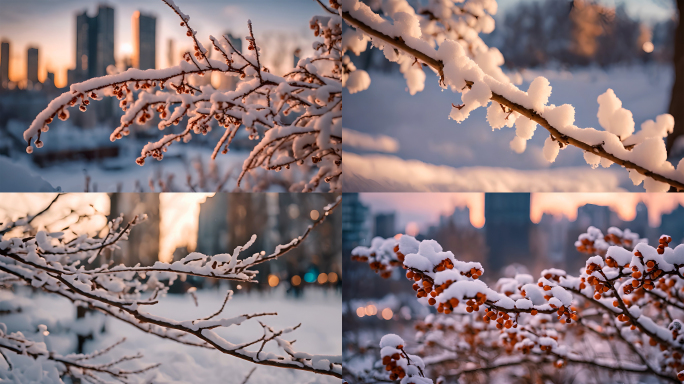 城市雪景