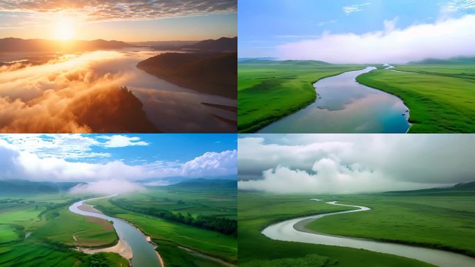 大美中国航拍湿地九曲黄河黄河大江大河河流