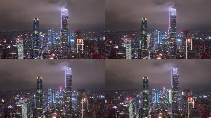 广州珠江新城中轴线夜景航拍6