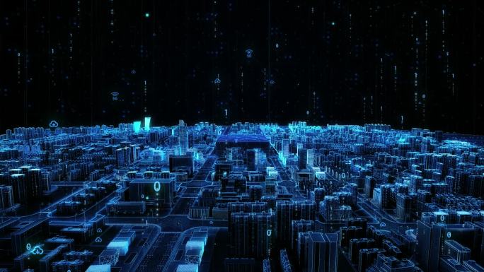 智慧科技数字粒子城市大鸟瞰