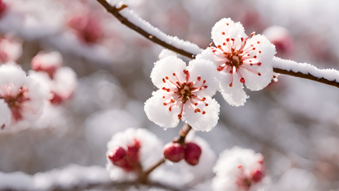 梅花 雪中梅花 梅花特写意境唯美腊梅立春