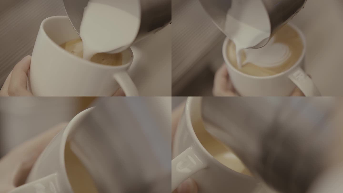 咖啡拿铁拉花卡布奇诺制作过程咖啡机