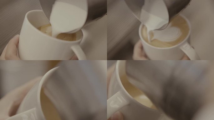 咖啡拿铁拉花卡布奇诺制作过程咖啡机