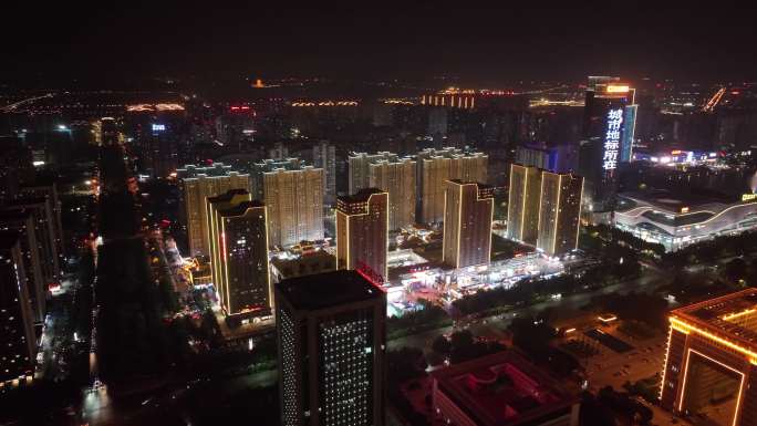 洛阳宝龙广场夜景航拍延时4K商圈洛阳城市
