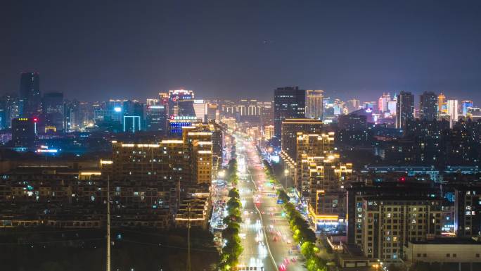 【延时】金华双龙南街 夜景街道航拍延时