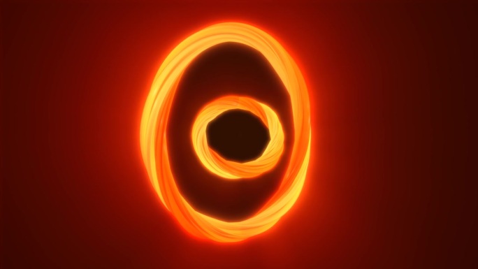 抽象的黄橙能量魔法明亮发光的旋转环线，背景
