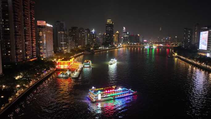 珠江夜景航拍素材（5K)