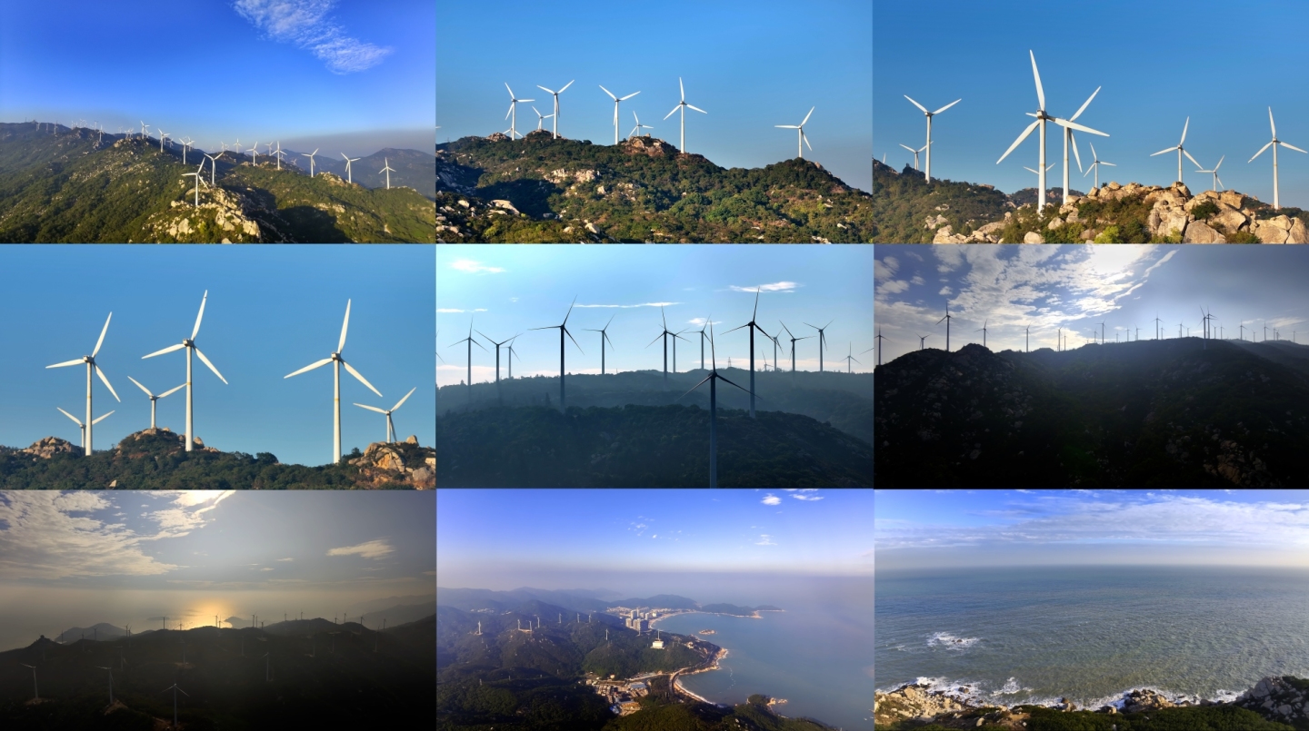 航拍南澳岛风车 南澳风电场 岛上风力发电