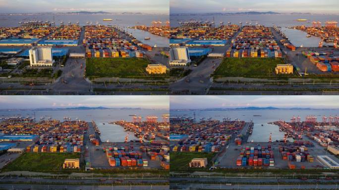 广州南沙港货运码头航拍