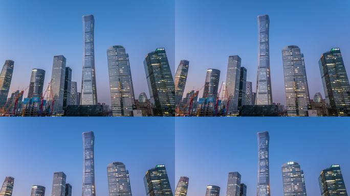 北京地标建筑国贸cbd夜景延时视频