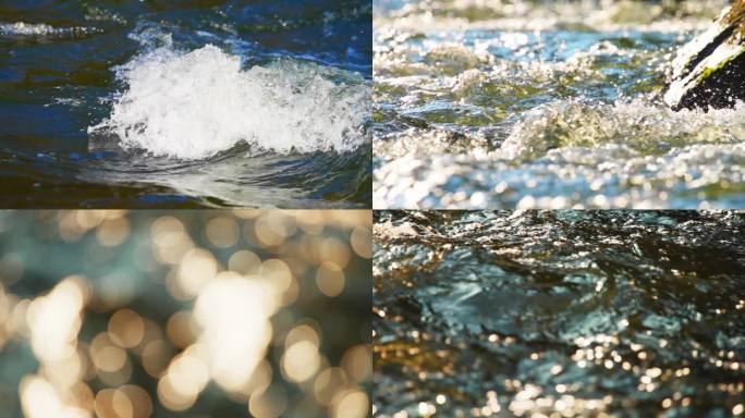 海水海浪白色浪花唯美清澈河水