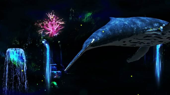 瀑布荧光树鲸鱼