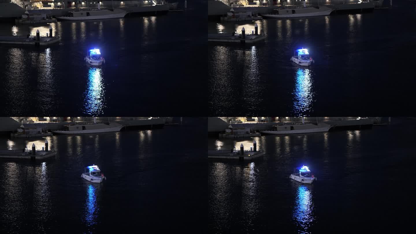 悉尼海港警察船的夜晚