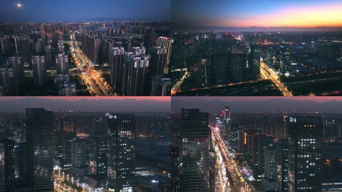 城市道路立交桥夜景空镜4K航拍