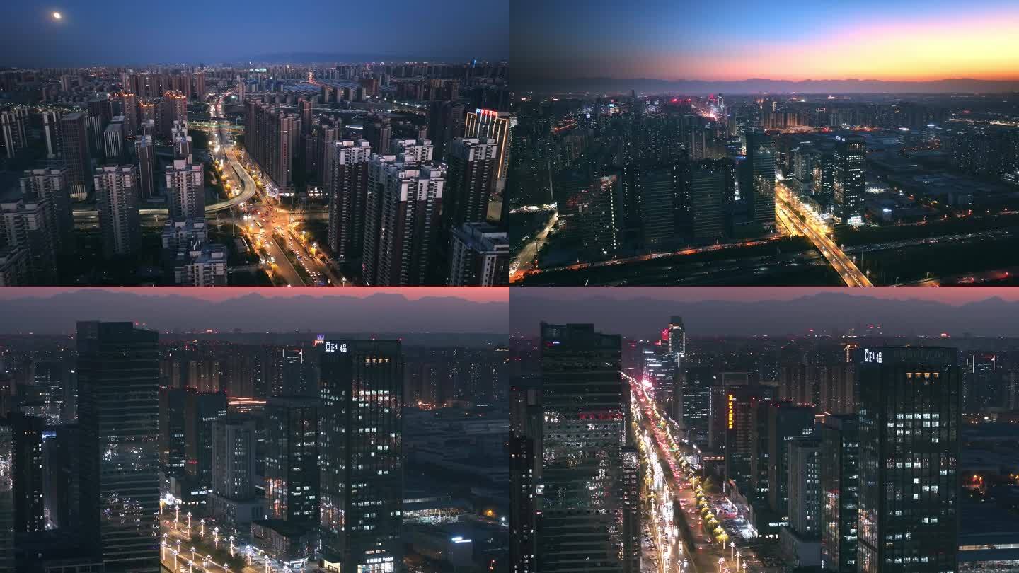 城市道路立交桥夜景空镜4K航拍
