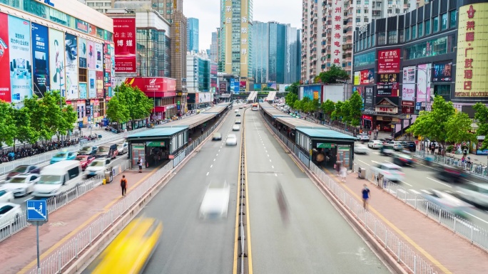 广州天河商圈BRT航拍延时