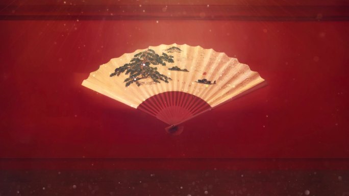 中国红折扇舞台背景