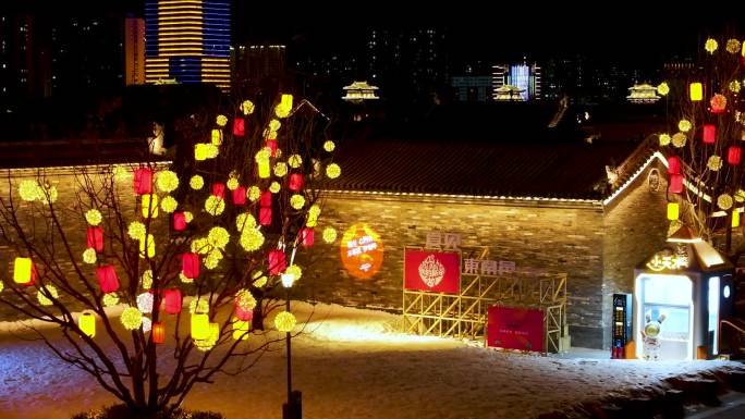 大同东南邑历史文化街区街景夜景航拍