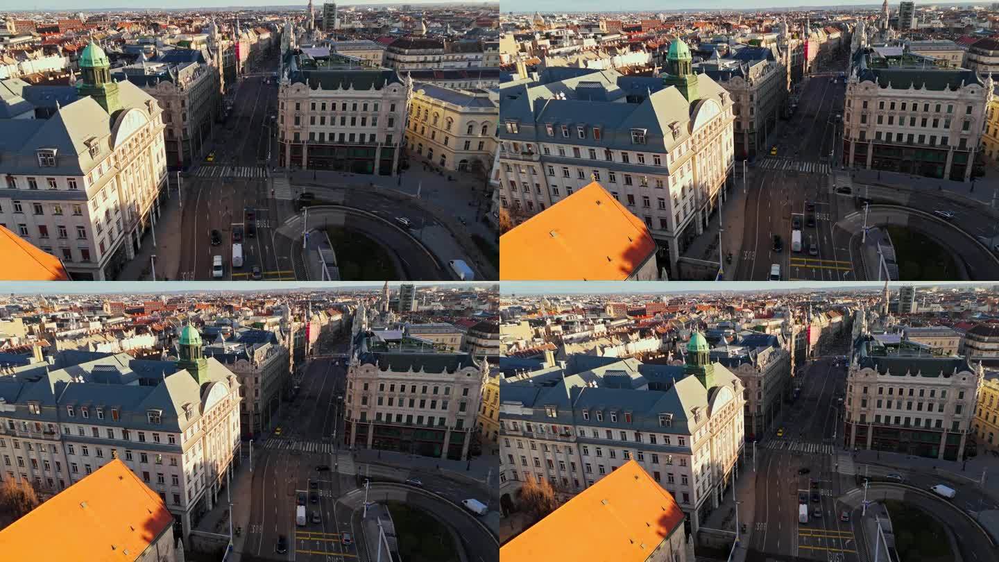 无人机拍摄的历史建筑在布达佩斯市在晴朗的一天在匈牙利