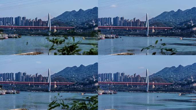 重庆城市风光东水门长江大桥延时
