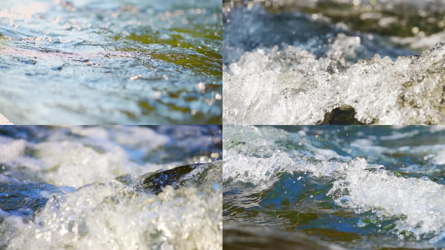 潺潺流水大自然溪流河流水花拍打