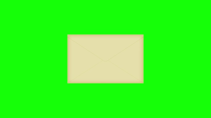 打开信封并打开里面的纸张的4K动画(色度键为绿色背景)